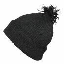 Woolen hat with bobble - black - Knit cap with pop pom
