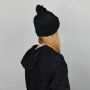 Gorra tejida de lana con borla - negro - Gorro de punta