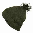 Woolen hat with bobble - dark green - Knit cap with pop pom