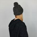 Gorra tejida de lana con borla - gris oscuro - Gorro de punta