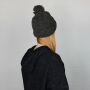 Woolen hat with bobble - dark grey - Knit cap with pop pom