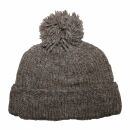 Woolen hat with bobble - flecked grey - Knit cap with pop...