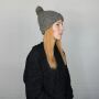 Woolen hat with bobble - flecked grey - Knit cap with pop pom