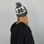 Berretto di lana con pompon - cappello caldo fatto a maglia - cappello con pon pon - bianco - nero - grigio