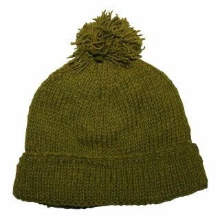 Gorra tejida de lana con borla - verde oliva - Gorro de punta