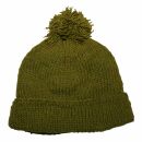 Gorra tejida de lana con borla - verde oliva - Gorro de...