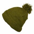 Berretto di lana con pompon - cappello caldo fatto a maglia - cappello con pon pon - verde oliva