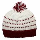 Woolen hat with bobble and stripes pattern - white - red...