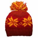 Berretto di lana con pompon - cappello caldo fatto a maglia - cappello con pon pon - arancione - rosso- giallo