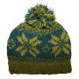 Gorra tejida de lana con borla y dibujo de Escandinavia - verde - azul verdoso - verde - Gorro de punta