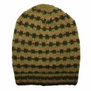 Gorra tejida de lana y dibujo de bandas - verde - marrón - Gorro - Oversize Beanie