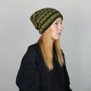 Gorra tejida de lana y dibujo de bandas - verde - marrón - Gorro - Oversize Beanie