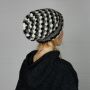 Gorra tejida de lana y dibujo de bandas - negro - blanco - gris - Gorro - Oversize Beanie