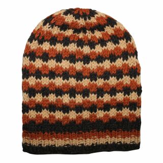Gorra tejida de lana y dibujo de bandas - marrón - cobrizo - Gorro - Oversize Beanie