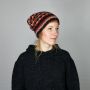 Gorra tejida de lana y dibujo de bandas - negro - rojo - beis - Gorro - Oversize Beanie