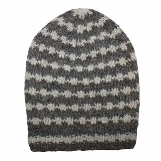 Oversized woolen hat - grey - white - Knit cap - Longsize beanie