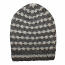 Oversized woolen hat - grey - white - Knit cap - Longsize...