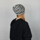 Gorra tejida de lana y dibujo de bandas - gris - blanco - Gorro - Oversize Beanie