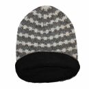 Berretto di lana oversize - cappello caldo fatto a maglia - beanie lungo - grigio - bianco