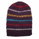 Gorra tejida de lana y dibujo de bandas - lila - multicolor - Gorro - Oversize Beanie