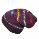 Gorra tejida de lana y dibujo de bandas - lila - multicolor - Gorro - Oversize Beanie