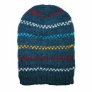 Oversized woolen hat - teal - multi-colored - Knit cap -...
