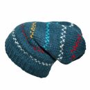 Berretto di lana oversize - cappello caldo fatto a maglia - beanie lungo - petrolio - multicolore