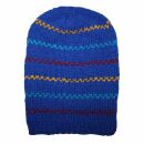 Oversized woolen hat - dark blue - multi-colored - Knit...
