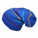 Oversize Wollmütze - dunkelblau - mehrfarbig - warme Strickmütze - Longsize Mütze