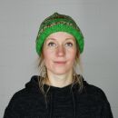 Gorra tejida de lana rayada - verde - rojo-blanco - Gorro de punta