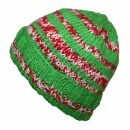 Striped woolen hat - green - red-white - Knit cap
