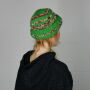 Gorra tejida de lana rayada - verde - rojo-blanco - Gorro de punta