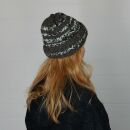 Striped Woolen hat - dark grey - black-white - Knit cap