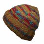 Striped Woolen hat - brown - blue-red - Knit cap