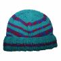 Striped Woolen hat - light blue - dark blue-red - Knit cap