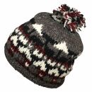 Gorra tejida de lana con borla y dibujo de Escandinavia - gris oscuro - multicolor - Gorro de punta