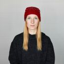Woolen hat with pattern - red - white - Knit cap