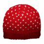 Berretto di lana con motivo - cappello caldo fatto a mano - rosso - bianco