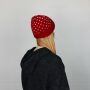 Berretto di lana con motivo - cappello caldo fatto a mano - rosso - bianco