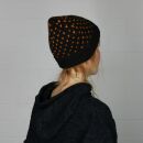 Gorra tejida de lana con dibujo - marrón - naranja - Gorro de punta