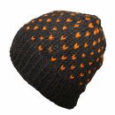 Gorra tejida de lana con dibujo - marrón - naranja - Gorro de punta