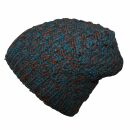 Woolen hat - teal - brown - Knit cap