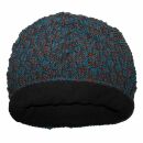 Gorra tejida de lana - azul verdoso - marrón - Gorro de punta