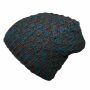 Gorra tejida de lana - azul verdoso - marrón - Gorro de punta