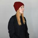 Gorra tejida de lana - rojo - marrón - Gorro de punta