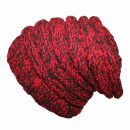 Woolen hat - red - black - Knit cap