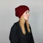 Berretto di lana - cappello caldo fatto a maglia - rosso - nero
