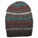 Gorra tejida de lana y dibujo de bandas - gris - multicolor - Gorro - Oversize Beanie