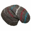 Gorra tejida de lana y dibujo de bandas - gris - multicolor - Gorro - Oversize Beanie