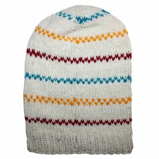 Berretto di lana oversize - cappello caldo fatto a maglia - beanie lungo - bianco - multicolore